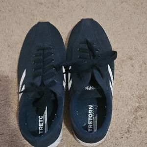 Tretorn Navy Canvas Sneakers with White Side Stripes